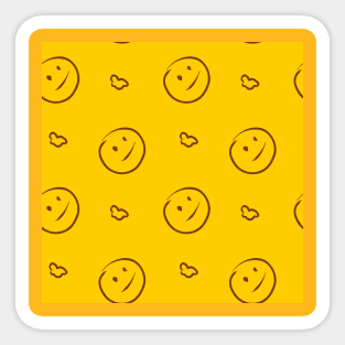 Background illustration yellow smile, joy, decorative design pattern, ornament Sticker